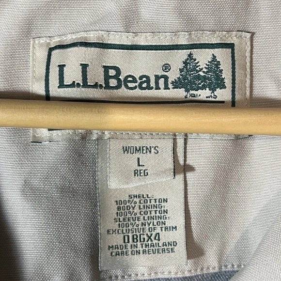 L.L. Bean Beige Utility Jacket with Brown Accents Size L - Picture 2 of 5
